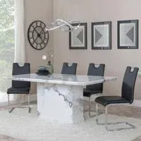 Naples Bianco Dining Set - White, Marble