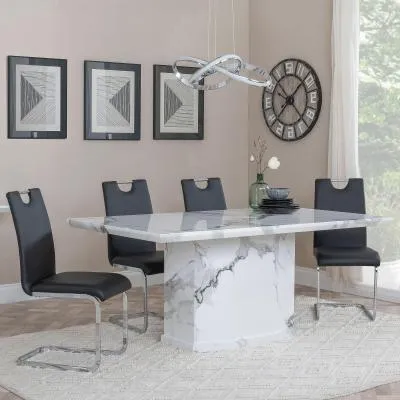 Naples Bianco Dining Set - White, Marble