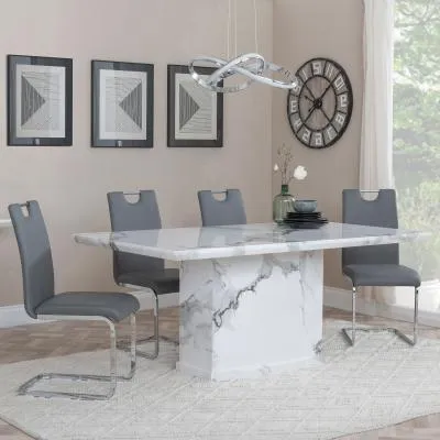 Naples Bianco Dining Set - White, Marble