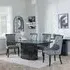 Naples Carmela Dining Set - Black Marble, Grey Leather