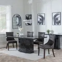 Naples Dining Set - Black, Marble