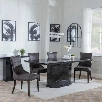 Naples Dining Set - Black, Marble