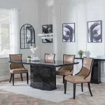 Naples Dining Set - Black, Marble image