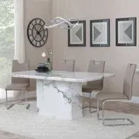 Naples Dining Set - White, Marble