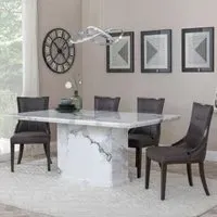 Naples Dining Set - White, Marble