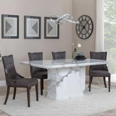 Naples Dining Set - White, Marble