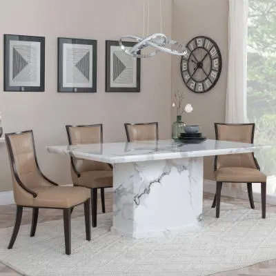 Naples Dining Set - White, Marble product