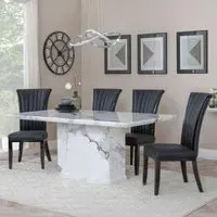 Naples Dining Set with Cadiz Chairs - White, Marble