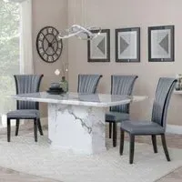 Naples Dining Set with Cadiz Chairs - White, Marble