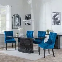 Naples Dining Set with Knocker Back Chairs - Black, Marble