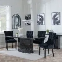 Naples Dining Set with Knocker Back Chairs - Black, Marble
