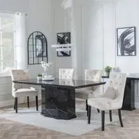 Naples Dining Set with Knocker Back Chairs - Black, Marble
