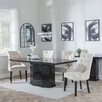 Naples Dining Set with Lion Knocker Chairs - Black, Champagne