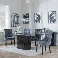 Naples Dining Set with Lion Knocker Chairs - Black, Grey
