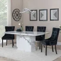 Naples Dining Set with Lion Knocker Chairs - White, Black