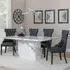 Naples Dining Set with Mimi Chairs - White Marble, Black Leather