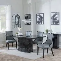 Naples Dining Set with Paris Chairs - Black, Marble
