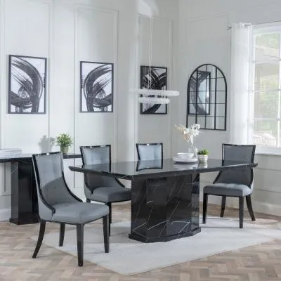 Naples Dining Set with Paris Chairs - Black, Marble image