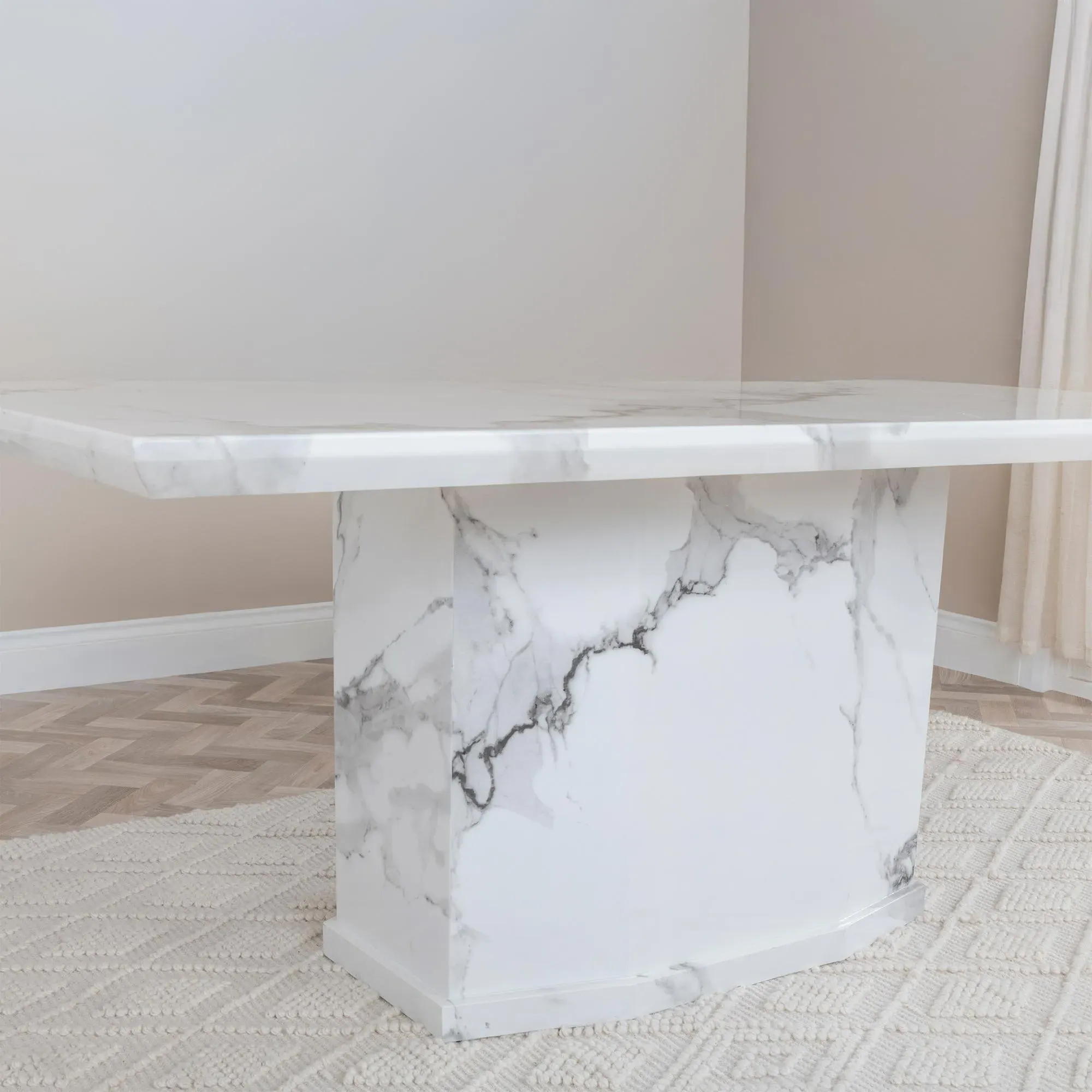 Naples Dining Set with Paris Chairs - White, Marble