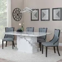 Naples Dining Set with Paris Chairs - White, Marble