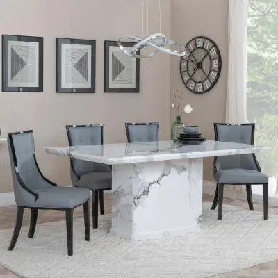 Naples Dining Set with Paris Chairs - White, Marble
