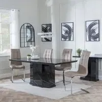 Naples Jamison Dining Set - Beige, Marble