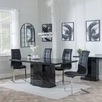 Naples Jamison Dining Set - Black, Marble