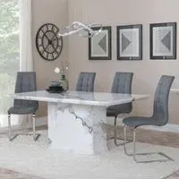 Naples Jamison Dining Set - White, Marble