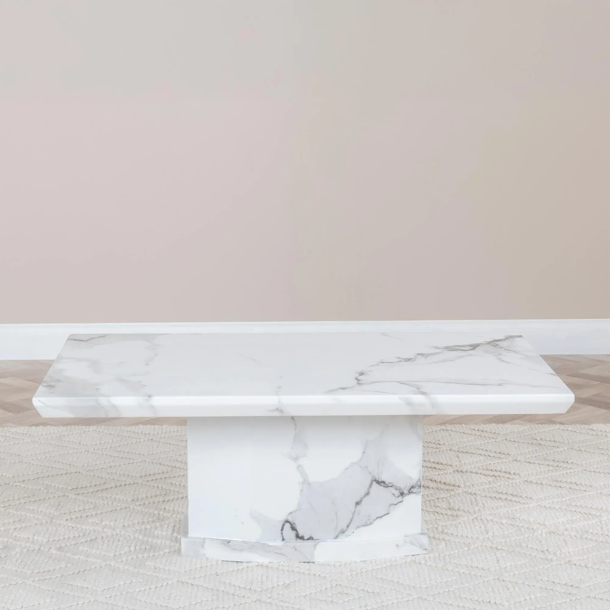 Naples Rectangular Coffee Table - White, Marble
