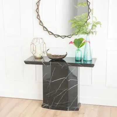 Naples Rectangular Console Table - Black, Marble image