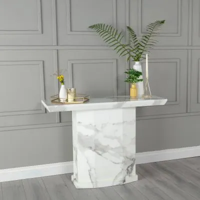 Naples Rectangular Console Table - White, Marble