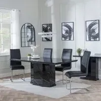 Naples Roma Dining Set - Black, Marble