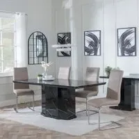 Naples Roma Dining Set - Black, Marble