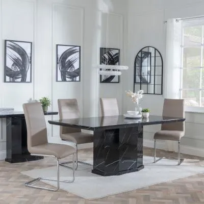 Naples Roma Dining Set - Black, Marble