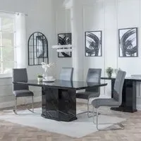 Naples Roma Dining Set - Black, Marble