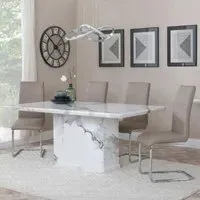 Naples Roma Dining Set - White, Marble
