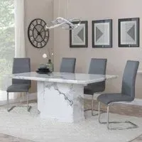 Naples Roma Dining Set - White, Marble