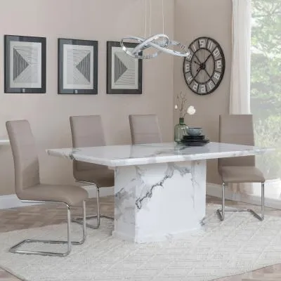 Naples Roma Dining Set - White, Marble