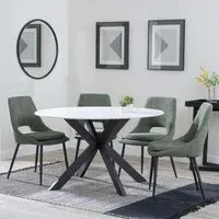 Novara 4-Seater Round Dining Set - White