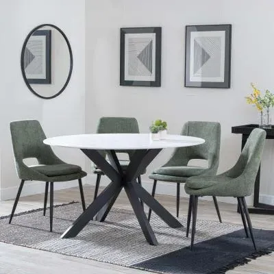 Novara 4-Seater Round Dining Set - White