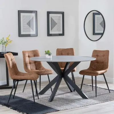 Novara 4-Seater Round Dining Set with Corona Chairs - Grey product