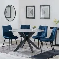 Novara 4-Seater Round Dining Set with Corona Chairs - Grey