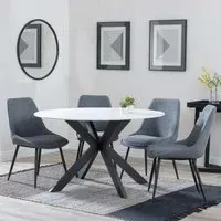 Novara 4-Seater Round Dining Set with Darwin Chairs - White