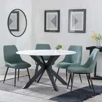 Novara 4-Seater Round Dining Set with Darwin Chairs - White
