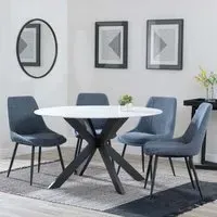 Novara 4-Seater Round Dining Set with Darwin Chairs - White