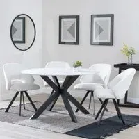 Novara 4-Seater Round Dining Set with Ion Swivel Chairs - White