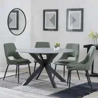 Novara 4-Seater Round Dining Set with Peyton Chairs - Green