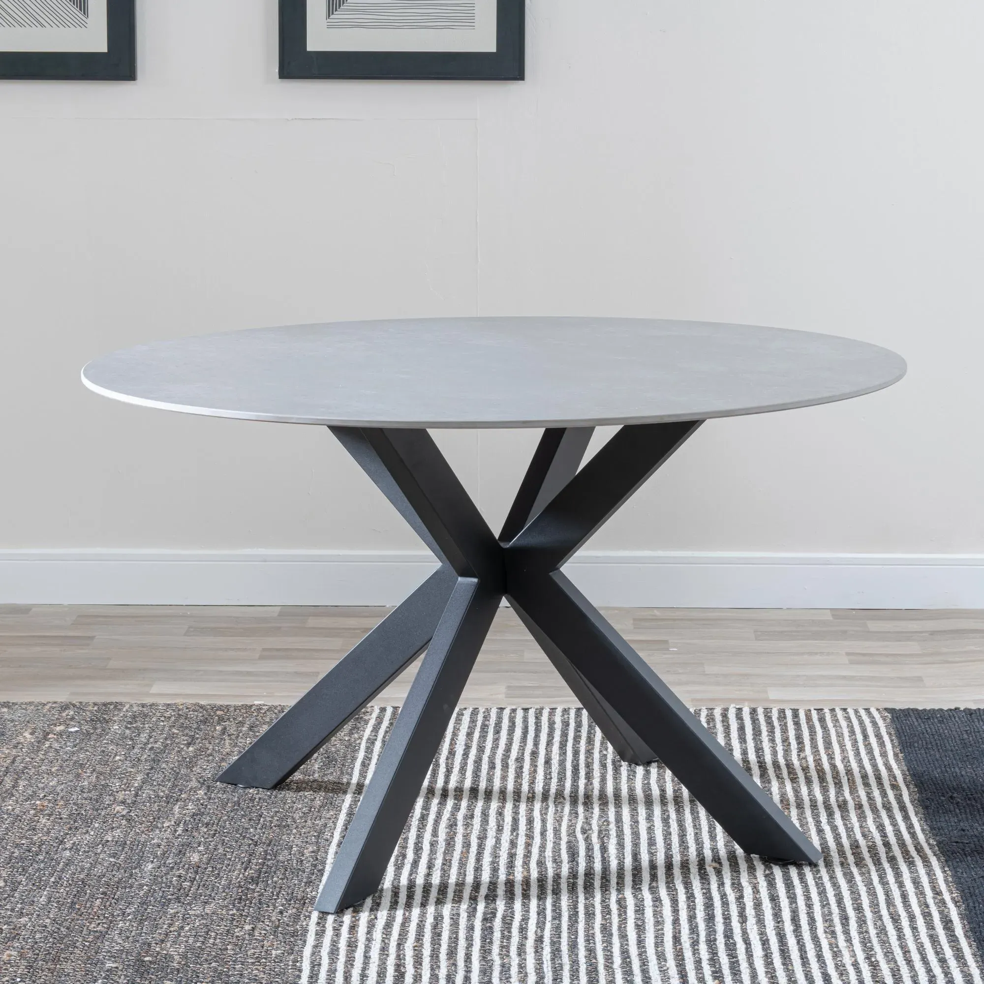 Novara 4-Seater Round Dining Set with Swivel Chairs - Grey