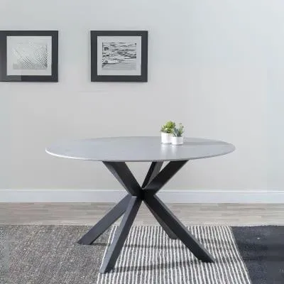 Novara 4-Seater Round Dining Table - Grey, Ceramic image