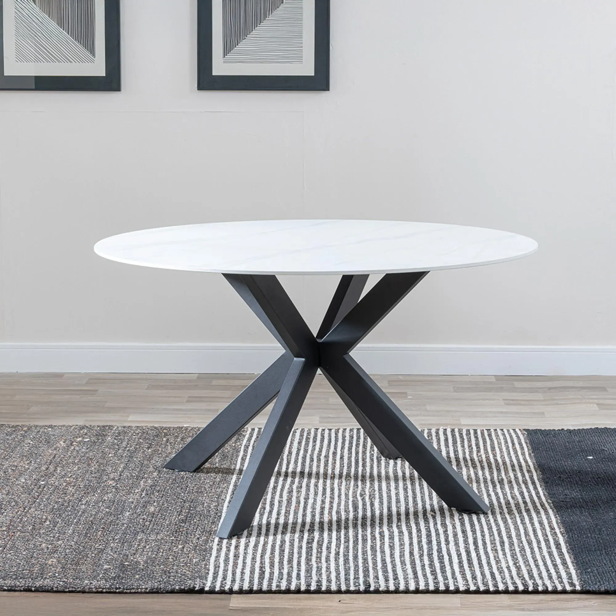 Novara 4-Seater Round Dining Table - White, Ceramic
